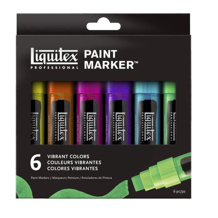LIQUITEX Liquitex 1540281 Fine Tip Professional Paint Markers; Assorted Vibrant - Set of 6 1540281